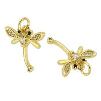 Cubic Zirconia Micro Pave Brass Pendant Dragonfly gold color plated fashion jewelry & DIY & micro pave cubic zirconia golden Approx 3mm Sold By Lot