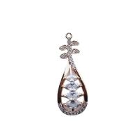 Cubic Zirconia (CZ) mosaz Přívěsky, s Cubic Zirconia, barva pozlacený, unisex, nikl, olovo a kadmium zdarma, 15x40mm, Prodáno By PC