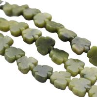 Južna Jade Perla, Tri Leaf Clover, uglađen, možete DIY, zelen, 12x14mm, Prodano Per Približno 39 cm Strand