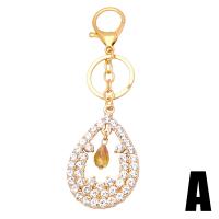 Key Chain, Cink Alloy, s Kristal, Suza, zlatna boja pozlaćen, bez spolne razlike & različitih stilova za izbor & s Rhinestone, zlatan, nikal, olovo i kadmij besplatno, 65x39mm, Dužina 5.3 inčni, Prodano By PC