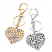 Key Chain, Zinc Alloy, Heart, forgyldt, Unisex & med rhinestone, flere farver til valg, nikkel, bly & cadmium fri, 44x47mm, Længde 4.5 inch, Solgt af PC