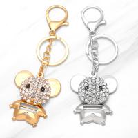 Key Chain, Zinc Alloy, Mus, forgyldt, Unisex & med rhinestone, flere farver til valg, nikkel, bly & cadmium fri, 52x44mm, Længde 5 inch, Solgt af PC