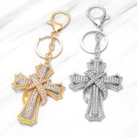 Nyckelring, Zink Alloy, Cross, plated, Unisex & med strass, fler färger för val, nickel, bly och kadmium gratis, 77x56mm, Längd 5.7 inch, Säljs av PC