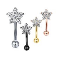 Edelstahl Ohrpiercing Schmuck, 304 Edelstahl, Plum Blossom, Modeschmuck & Micro pave Zirkonia, keine, 1.20x8x3mm, verkauft von PC