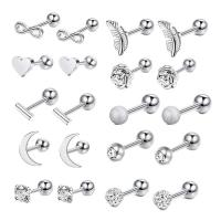 Cruach dhosmálta Cluas Piercing Jewelry, 304 Cruach dhosmálta, snasta, jewelry faisin & unisex, airgid, 1.20x6x3mm, 20ríomhairí pearsanta/Socraigh, Díolta De réir Socraigh