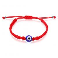 Bracelet Evil Eye bijoux, cordon de polyester, avec chalumeau, Rond, tricoter, Réglable & bijoux de mode & unisexe & normes différentes pour le choix, plus de couleurs à choisir, Longueur 18-36 cm, Vendu par PC