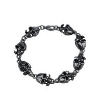 Pulseira de aço titânio, Partículas de aço, Crânio, Ungir, joias de moda & estilo punk & para o homem, 230mm, vendido por PC