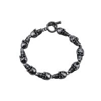 Pulseira de aço titânio, Partículas de aço, Crânio, Ungir, joias de moda & estilo punk & para o homem, 230mm, vendido por PC