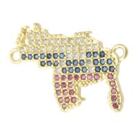 Conector de Micro Pavé de Zirconía Cúbica en Latón, metal, Mapa, chapado en color dorado, micro arcilla de zirconia cúbica, 23x16x2.50mm, agujero:aproximado 1mm, Vendido por UD