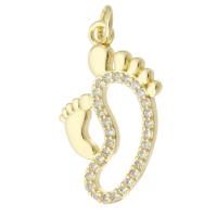 Brass Jewelry Pendants Foot gold color plated micro pave cubic zirconia & hollow Approx 2mm Sold By PC