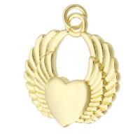 Brass Heart Riipukset, Messinki, Sydän, kullan väri kullattu, tee-se-itse, 19x20.50x3mm, Reikä:N. 2mm, Myymät PC