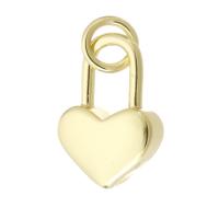 Messing hart hangers, gold plated, DIY, 8.50x12.50x3.50mm, Gat:Ca 2mm, Verkocht door PC