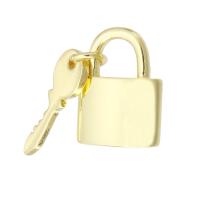 Monili d'ottone Ciondoli, ottone, Lock and Key, placcato color oro, DIY, 31mm, Venduto da PC