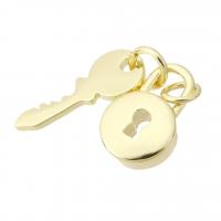 Monili d'ottone Ciondoli, ottone, Lock and Key, placcato color oro, DIY, 30mm, Venduto da PC