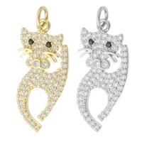 Cubic Zirconia Micro Pave Brass Pendant Cat plated micro pave cubic zirconia Approx 3mm Sold By PC