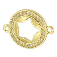 Kubni cirkonij Micro Pave Brass priključak, Mesing, Krug, zlatna boja pozlaćen, modni nakit & možete DIY & micro utrti kubni cirkonij, zlatan, 20x15x2mm, Rupa:Približno 1.5mm, 10računala/Lot, Prodano By Lot