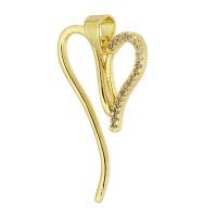 Messing hanger met micro-paved kubieke zirconia's, Hart, gold plated, mode sieraden & DIY & micro pave zirconia, gouden, 16.50x28x4mm, Gat:Ca 4mm, 10pC's/Lot, Verkocht door Lot