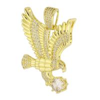 Messing hanger met micro-paved kubieke zirconia's, Eagle, gold plated, mode sieraden & DIY & micro pave zirconia, gouden, 30x43x6mm, Gat:Ca 4mm, 5pC's/Lot, Verkocht door Lot