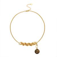 Colar de aço titânio, Partículas de aço, with Pérolas de água doce, with 5cm extender chain, Roda plana, para mulher, dourado, 15mm, comprimento Aprox 36 cm, vendido por PC