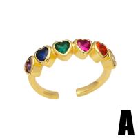 Cubique anneau en laiton Circonia Micro Pave, Placage de couleur d'or, styles différents pour le choix & pavé de micro zircon & pour femme, couleurs mélangées, protéger l'environnement, sans nickel, plomb et cadmium, 5mm, Vendu par PC