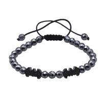 Niet-magnetische Hematiet Armband, met Textiel binnenwerk Cord & Messing, Batman Logo, plated, Verstelbare & mode sieraden & micro pave zirconia, meer kleuren voor de keuze, Lengte 17-24 cm, Verkocht door PC