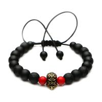 Gemstone Bracelets Abrazine Stone with Zinc Alloy plated Adjustable & fashion jewelry & for man 12mm 6mm 8mm Length 16-21 cm Sold By PC