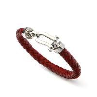 Bracelet cordon en cuir, avec acier inoxydable 316L, poli, bijoux de mode & pour homme, plus de couleurs à choisir, Longueur 17-23 cm, Vendu par PC