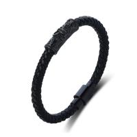 Lederband Armband, Leder, mit 316 L Edelstahl, plattiert, Modeschmuck & unisex & Micro pave Zirkonia, keine, Länge 16-22 cm, verkauft von PC