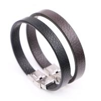 Lederen koord armband, Leer, met Titanium Staal, gepolijst, mode sieraden & uniseks, meer kleuren voor de keuze, Lengte 20 cm, Verkocht door PC