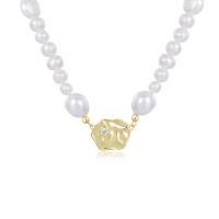 Colliers en argent sterling, Argent sterling 925, avec Shell Pearl, Placage de couleur d'or, bijoux de mode & pour femme, 550mm, Vendu par PC