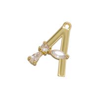 Cubic Zirconia Micro Pave Brass Pendant Letter plated & micro pave cubic zirconia & for woman Sold By PC