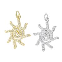 Cubic Zirconia Micro Pave Brass Pendant Sun plated micro pave cubic zirconia & hollow Approx 3mm Sold By PC