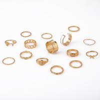 Zinklegering Ring Set, Zinc Alloy, met ABS kunststof parel, gold plated, 15 stuks & mode sieraden & voor vrouw & glazuur, gouden, Verkocht door Stel