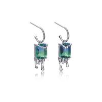 925 Boucles d’oreilles Sterling Silver Drop & Dangle, Argent sterling 925, avec tourmaline, Plaqué de platine, bijoux de mode & pour femme, dégradé de couleur, 20x8.10mm, Vendu par PC