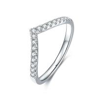 Cubique anneau en laiton Circonia Micro Pave, Plaqué de platine, Réglable & pavé de micro zircon & pour femme, Vendu par PC