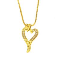 Cubic Zircon Micro Pave Brass Necklace Heart gold color plated & micro pave cubic zirconia & for woman gold Length Approx 17.7 Inch Sold By PC