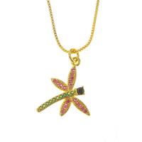 Cubic Zircon Micro Pave Brass Necklace Dragonfly stoving varnish & micro pave cubic zirconia & for woman gold Length Approx 17.7 Inch Sold By PC