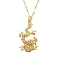 Cubic Zircon Micro Pave Brass Necklace Dragon gold color plated & micro pave cubic zirconia & for woman gold Length Approx 17.7 Inch Sold By PC