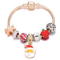 Bracelet de vacances de Noël, laiton, avec Pendentif en alliage de zinc, Placage de couleur d'or, Conception de Noël & normes différentes pour le choix & pour femme & émail & avec strass, multicolore, Vendu par PC