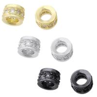 Messing Spacer Kralen, gold plated, micro pave zirconia, meer kleuren voor de keuze, 6x6x4mm, Gat:Ca 3mm, Verkocht door PC