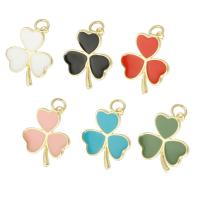 Messing hangers, Three Leaf Clover, gold plated, glazuur, meer kleuren voor de keuze, 15.50x18x2mm, Gat:Ca 3mm, Verkocht door PC