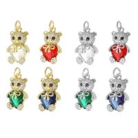 Cubic Zirconia Micro Pave Brass Pendant Bear plated micro pave cubic zirconia Approx 3mm Sold By PC