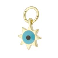 Evil Eye Hangers, Messing, gold plated, glazuur, 7x9x2mm, Gat:Ca 3mm, Verkocht door PC