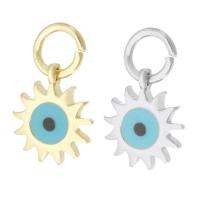 Evil Eye Hangers, Messing, plated, glazuur, meer kleuren voor de keuze, 8x9x2mm, Gat:Ca 3mm, Verkocht door PC