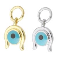 Evil Eye Hangers, Messing, plated, glazuur, meer kleuren voor de keuze, 7x10x2mm, Gat:Ca 3mm, Verkocht door PC