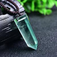 La fluorite verte collier, avec corde de cire, poli, bijoux de mode & unisexe, 4-5cm, Longueur Environ 14 pouce, Vendu par PC