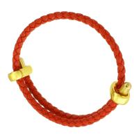 Fashion Opret Wax Cord Armbånd, 304 rustfrit stål, med Voks, 18K forgyldt, mode smykker & Unisex, rød, 13*4mm,3mm, Længde Ca. 6 inch, Solgt af PC