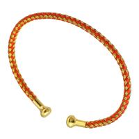 acero inoxidable 304 Brazalete, con cordón de nylon, 18K chapado en oro, Joyería & unisexo, Rojo, 3mm, diámetro interior:aproximado 58x46mm, Vendido por UD