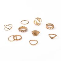 Zinklegering Ring Set, Zinc Alloy, met ABS kunststof parel, gold plated, 10 stuks & mode sieraden & voor vrouw, gouden, Verkocht door Stel