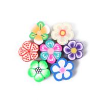 Polymer lerperler, Polymer Clay, Flower, du kan DIY, blandede farver, 10x10mm, Ca. 1000pc'er/Bag, Solgt af Bag